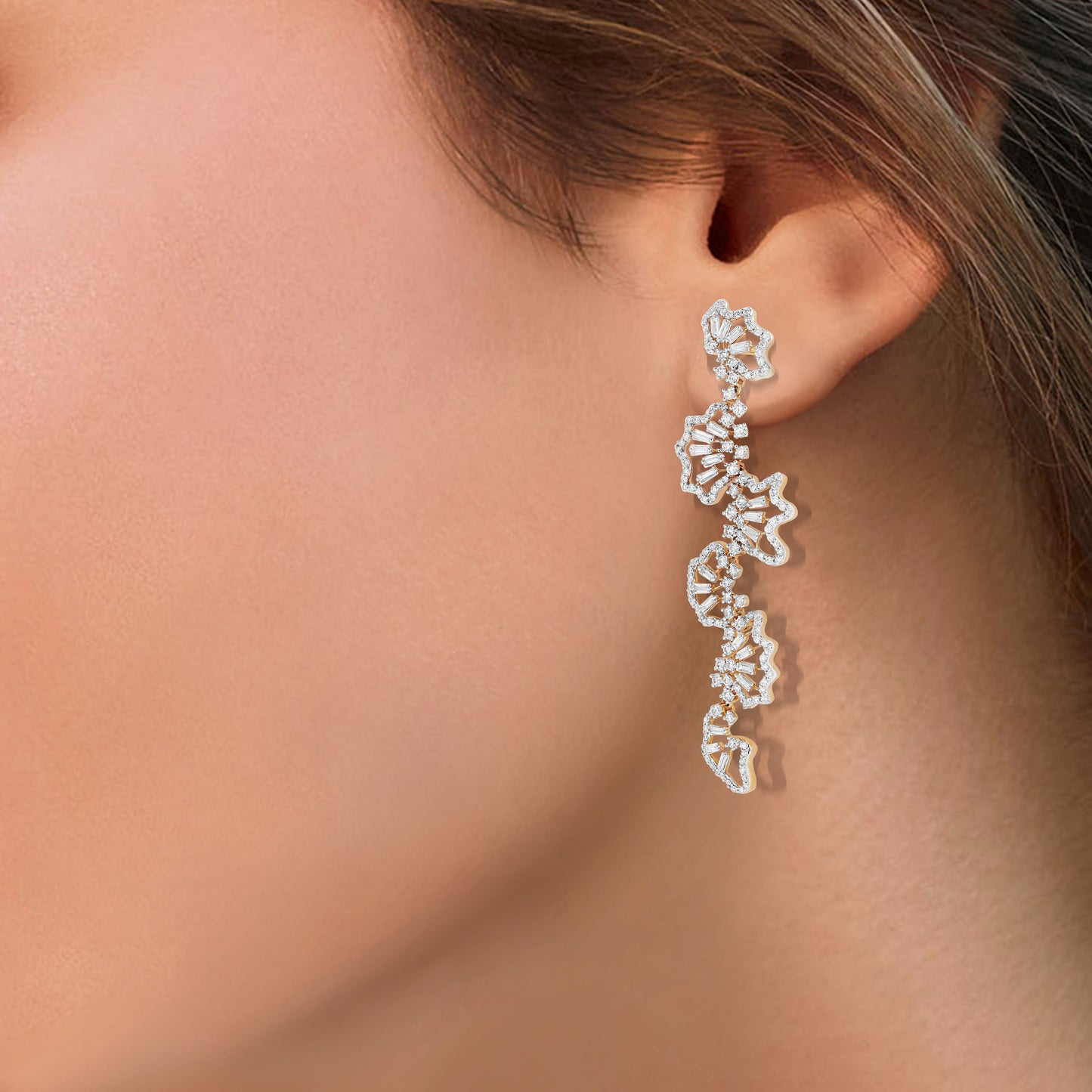 Scatter Waltz Jigsaw Diamond Earrings
