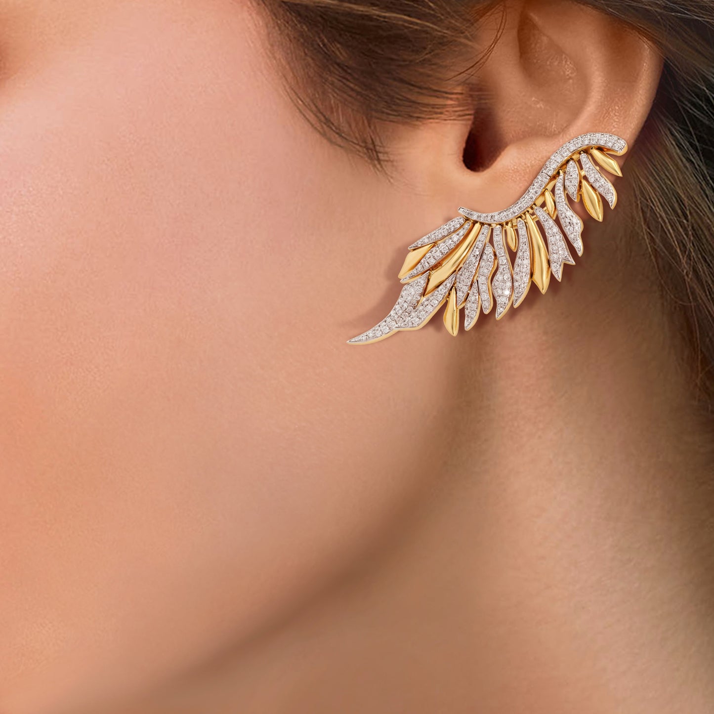 Skyward Bound Dragon Feather Diamond Earrings