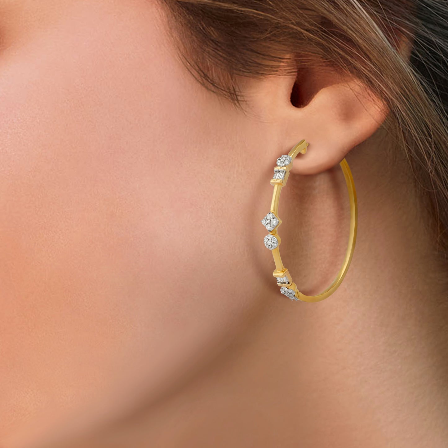 Circled Dainty Diamond Earrings