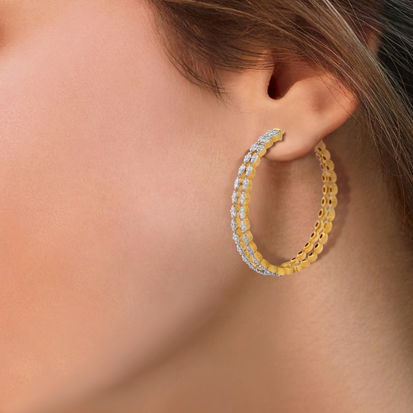 Circled Concentric Diamond Earrings