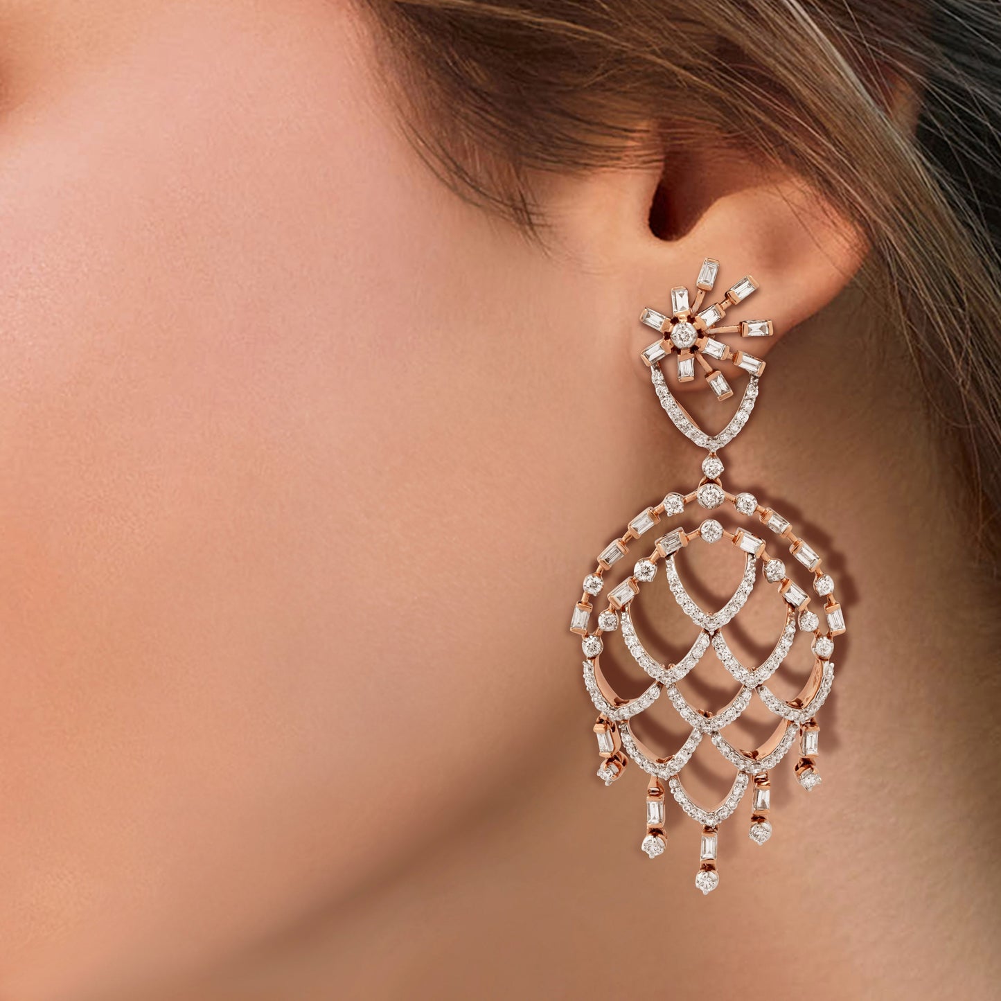 Freeflowing Swivel Diamond Earrings