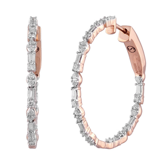 Circled Carved Diamond Earrings