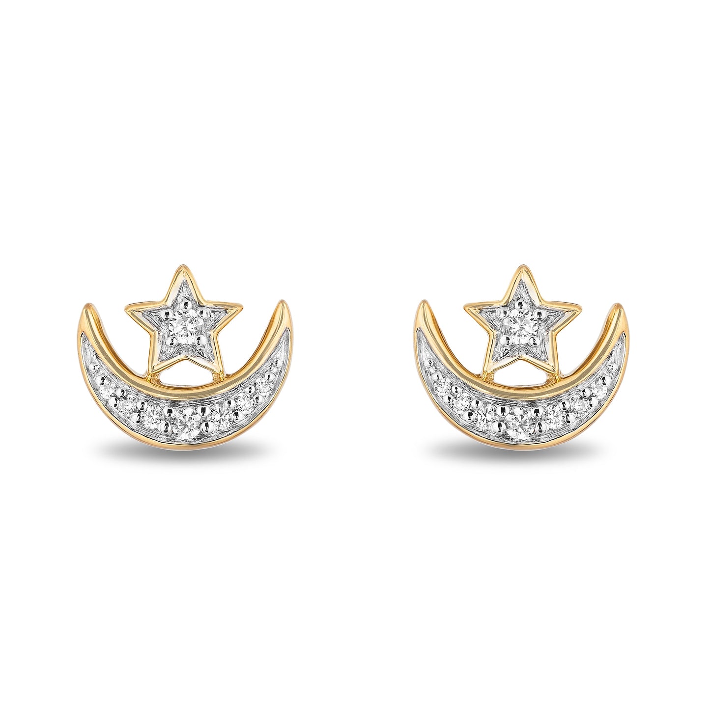 Jasmine Moon and Star Stud Earrings with 1/10 cttw Diamonds