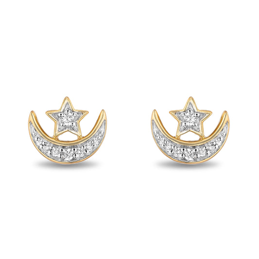 Jasmine Moon and Star Stud Earrings with 1/10 cttw Diamonds