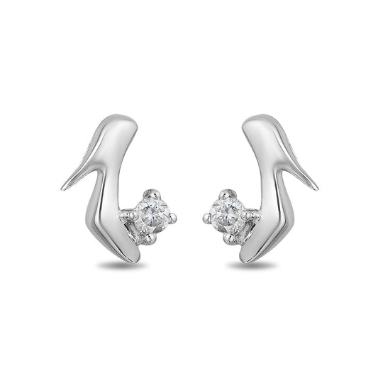 Cinderella Slipper Stud Earrings with Diamonds