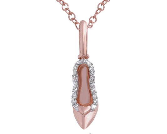 Cinderella Slipper Pendant with 1/20 cttw Diamonds