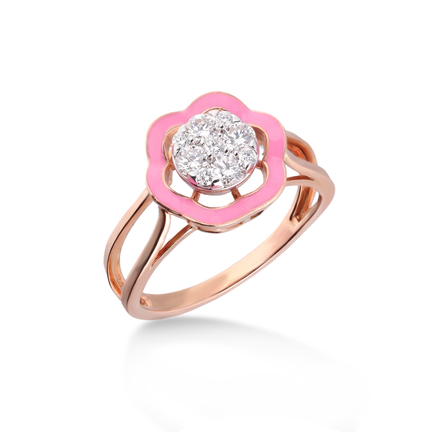Pink petal diamond ring