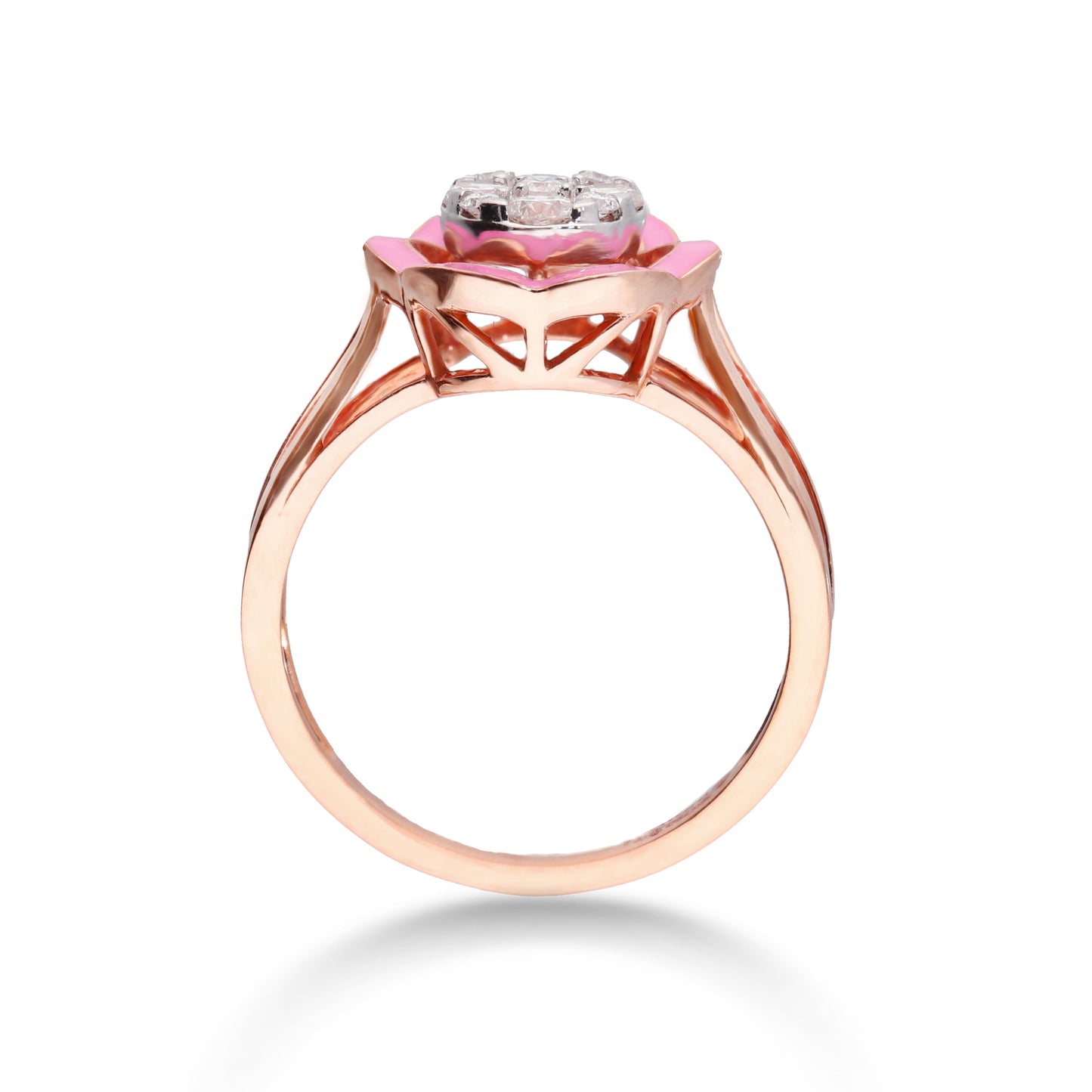 Pink petal diamond ring