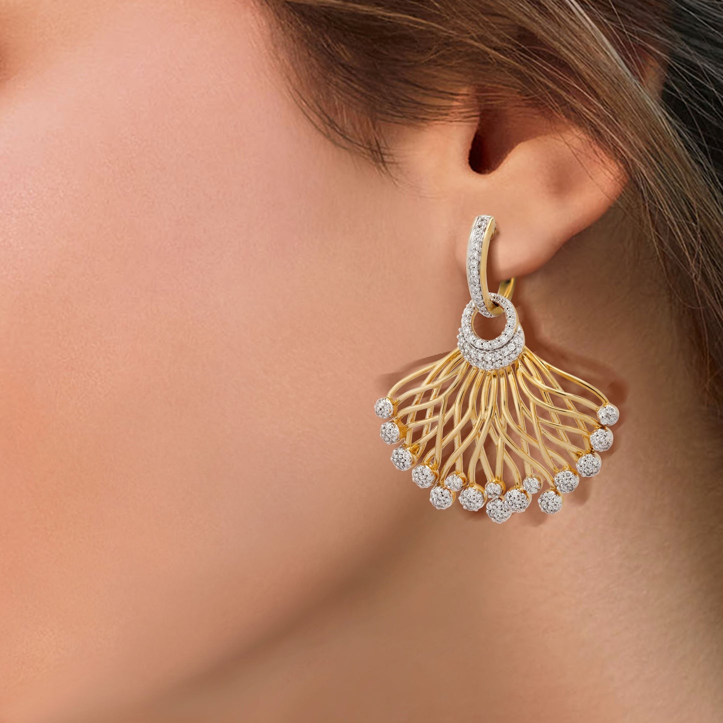 Starring You Golden Bloom Diamond Earrings