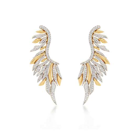 Skyward Bound Dragon Feather Diamond Earrings