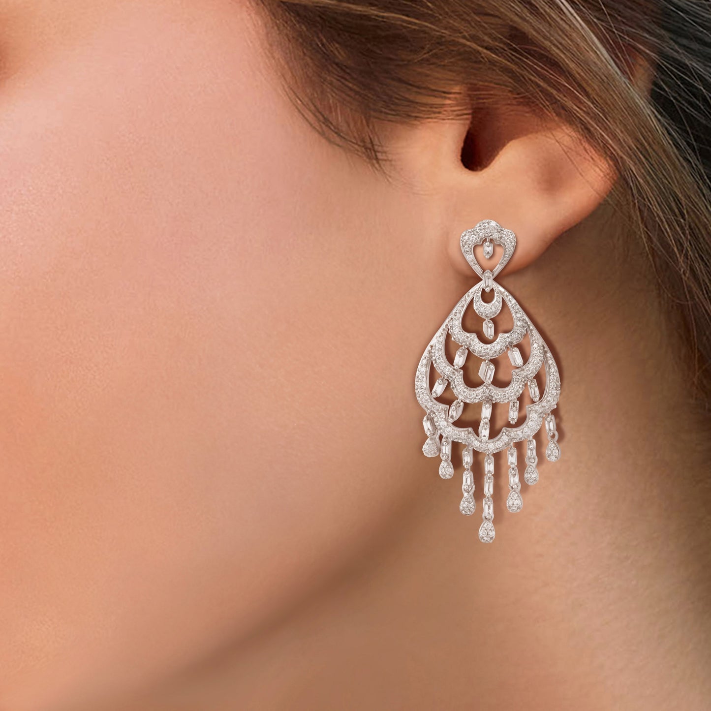 Freeflowing Waterfall Diamond Earrings